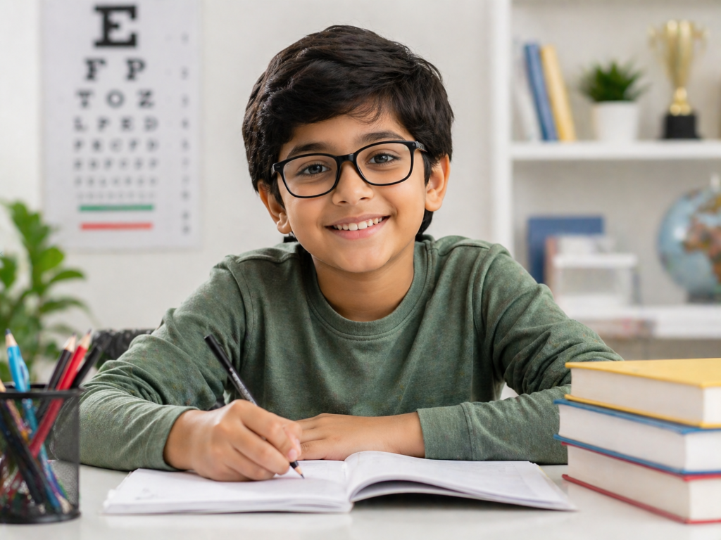 child with glasses