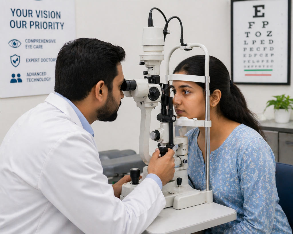 doctor examining eyes
